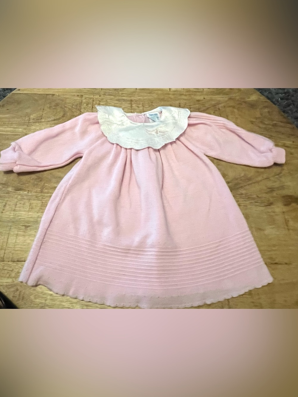 Vintage nann-knits 18 mo baby Girls' Dress with White Peter Pan Collar